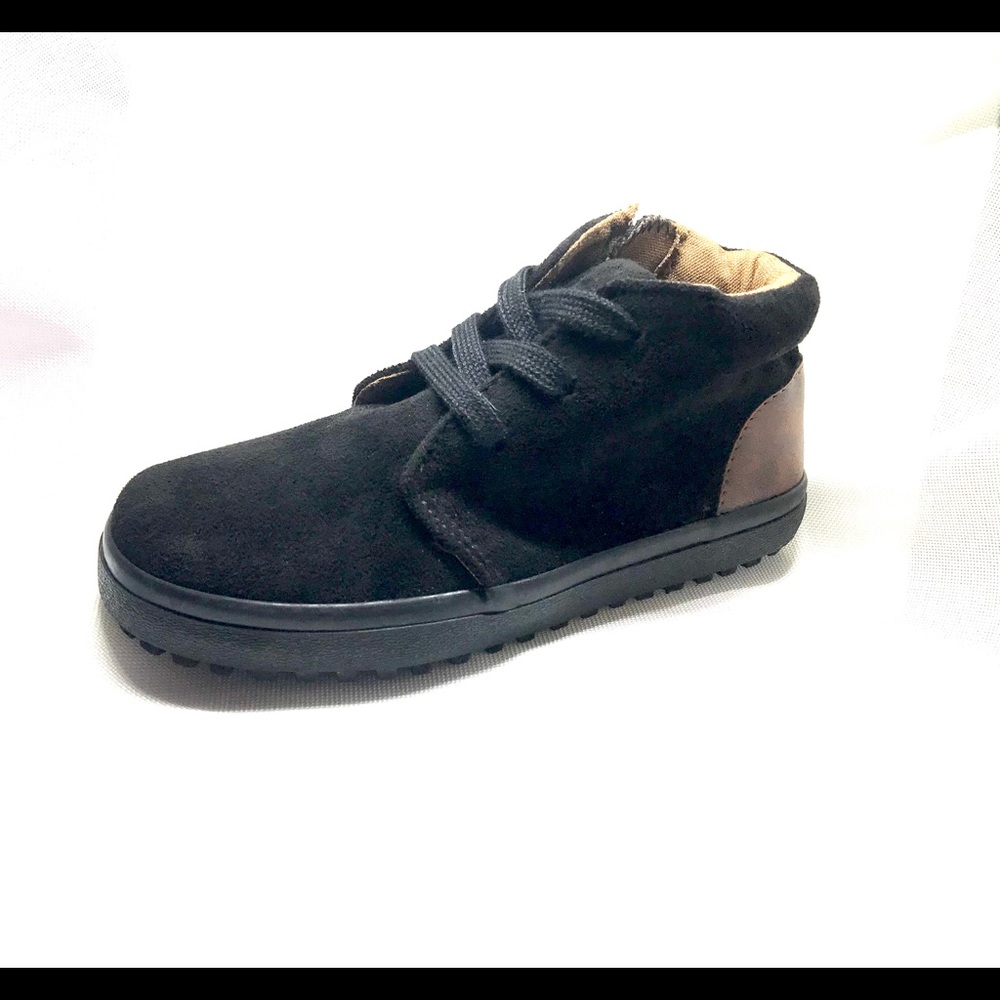 Cat & Jack Boys Ankle Boot Shoes 6 Toddler Baby Fall Winter Black Brown Trim NWT